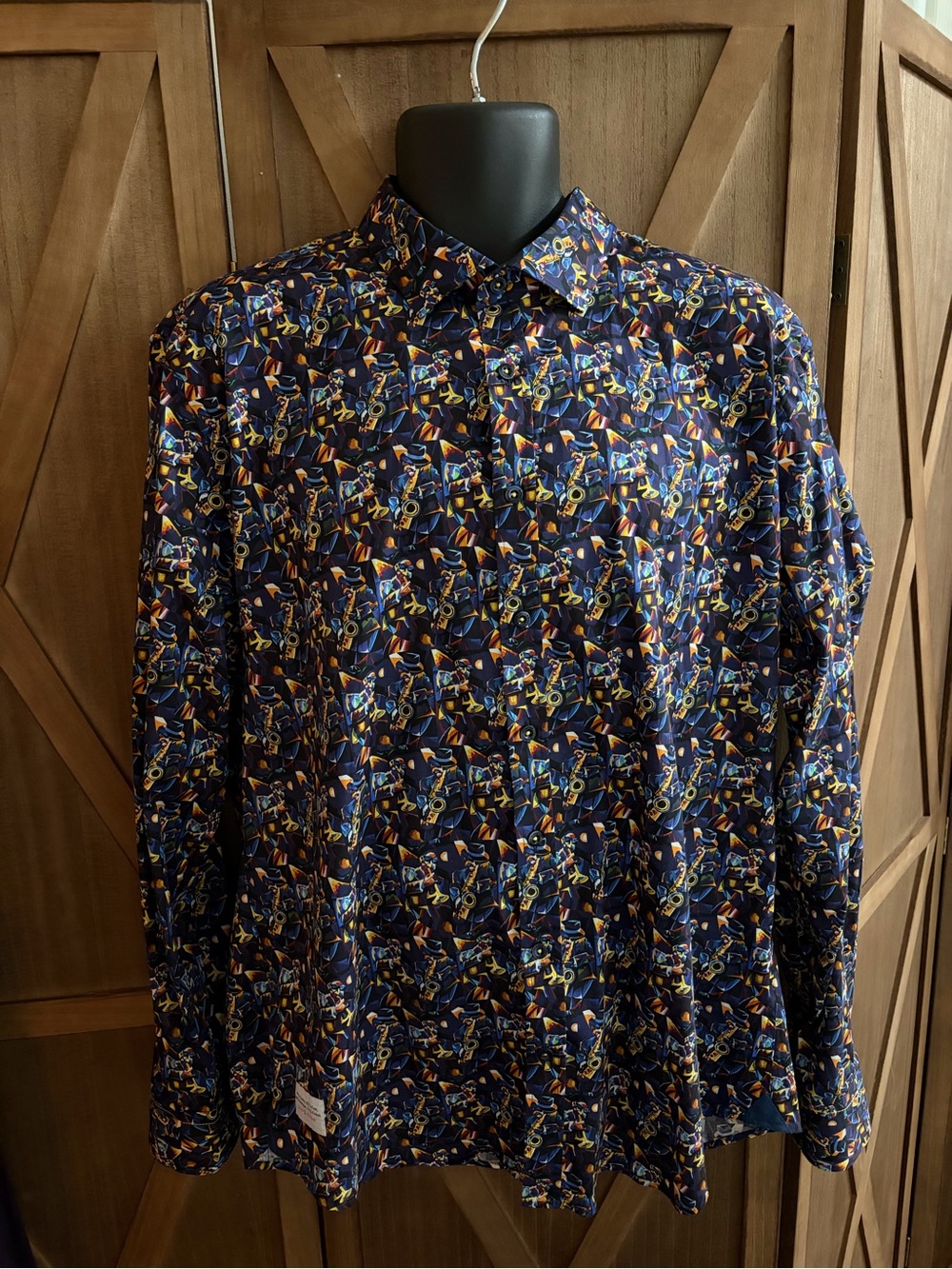 A FISH NAMED FRED Jazz Musician Long Sleeve Button-Down Shirt